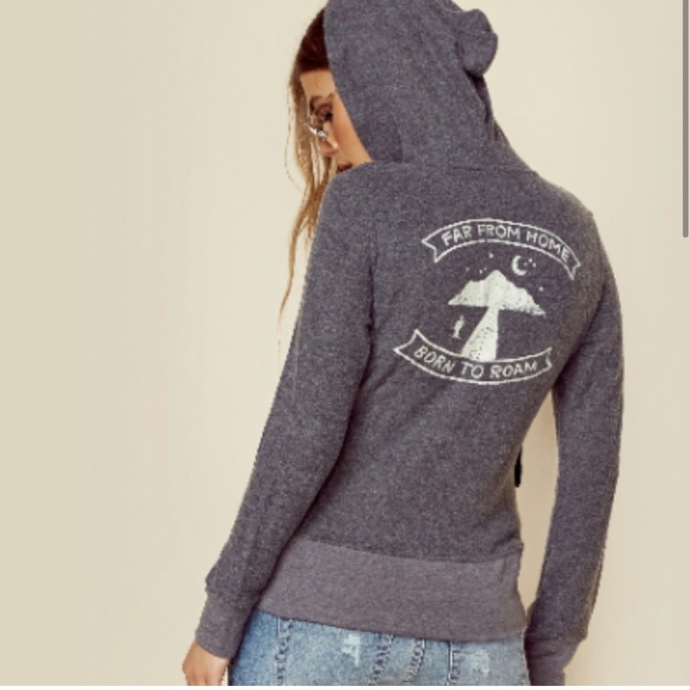 Mate the label graphic zip up sweatshirt